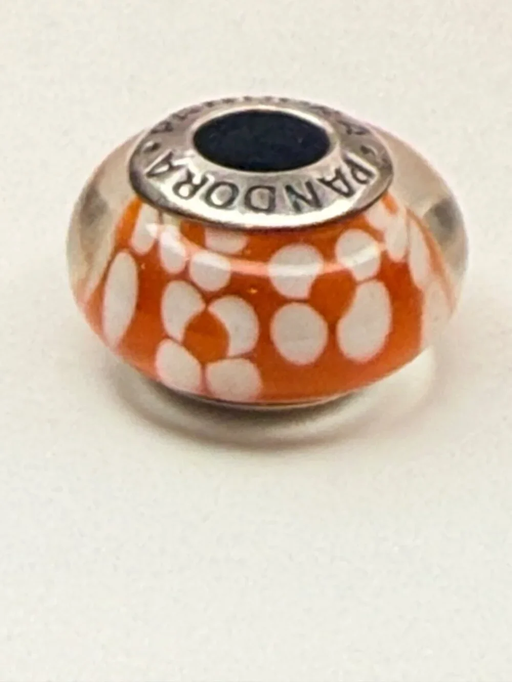 Pandora Retired XL Orange Blossoms Murano Glass Charm 790751
